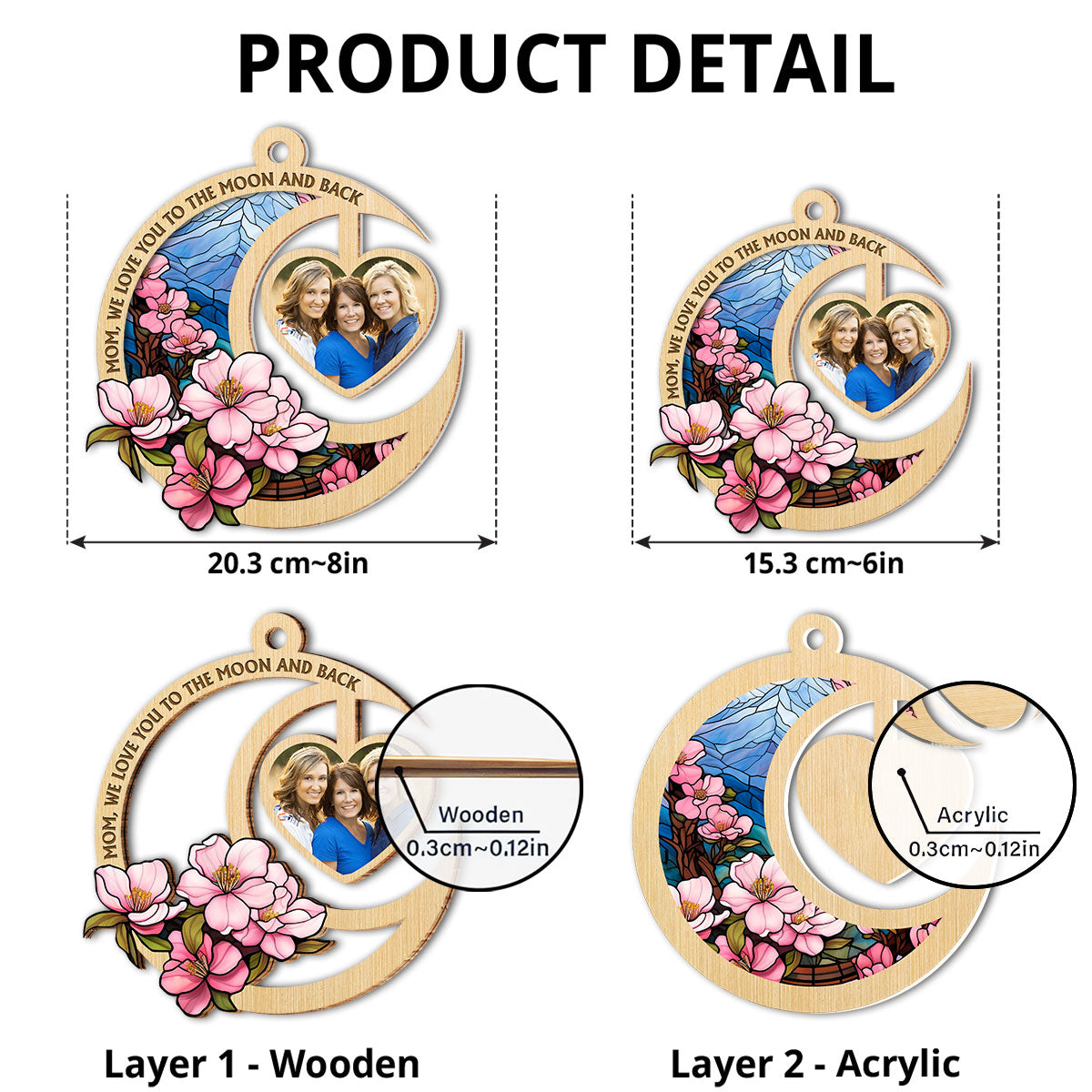 Love You The Moon And Back - Personalized Custom Suncatcher