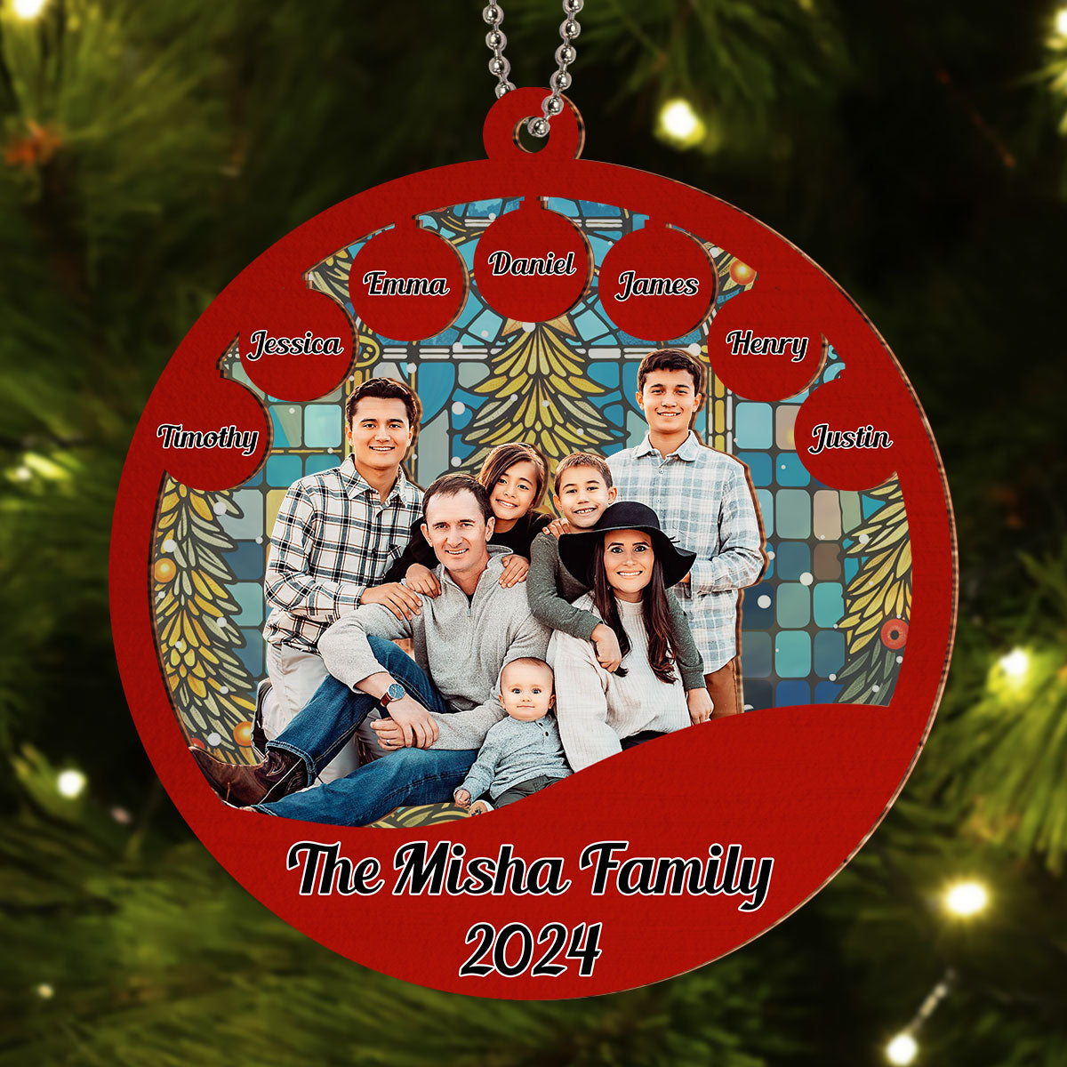 Family Christmas - Personalized Custom Suncatcher Ornament
