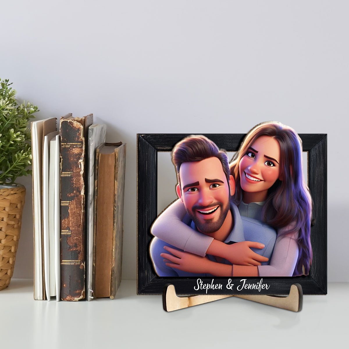 Couple Cartoon - Personalized Custom Wooden Plaque