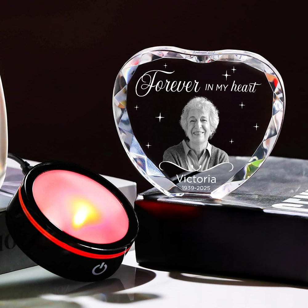 Forever In My Heart - Personalized Custom Crystal Led Light