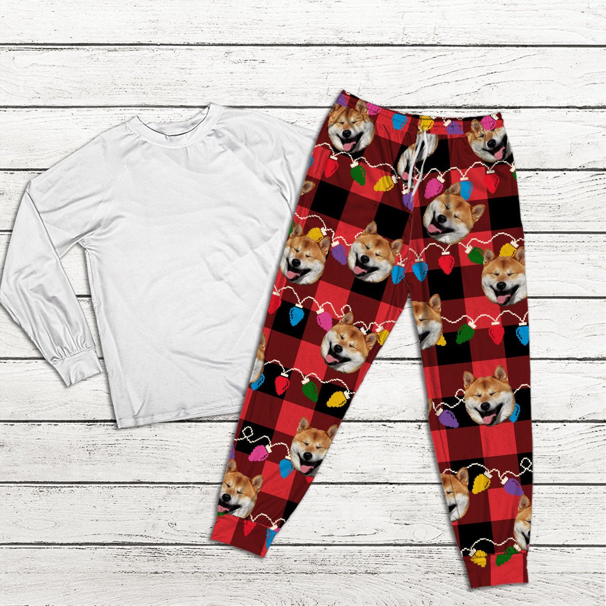 Custom Photo Family Besties Couple Grandkids Dogs & Cats Merry Christmas - Personalized Custom Pajama Pants