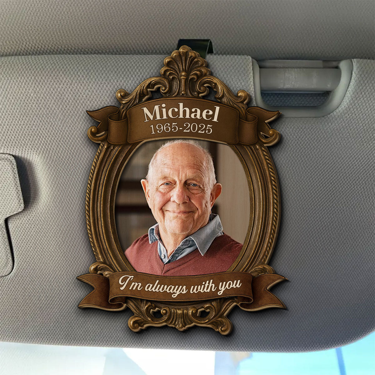 Always With You Vintage Frame - Personalized Custom Car Visor Clip