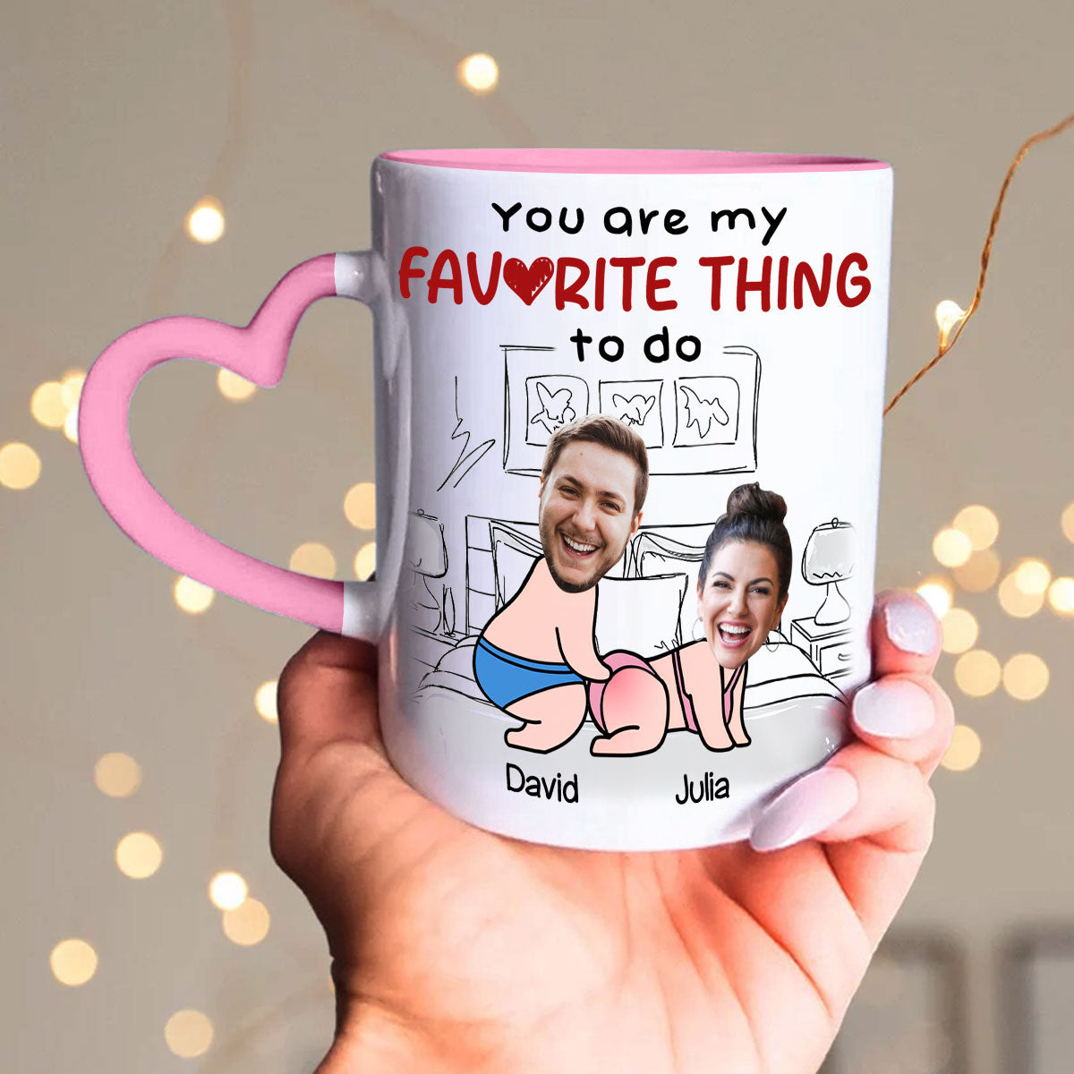 Favorite Thing - Personalized Custom Heart Handle Mug