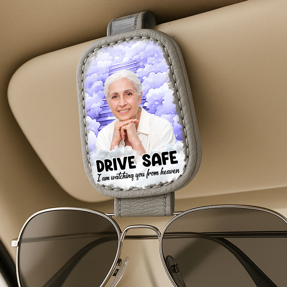 Watching You From Heaven - Personalized Custom Sunglasses Holder For Car Visor
