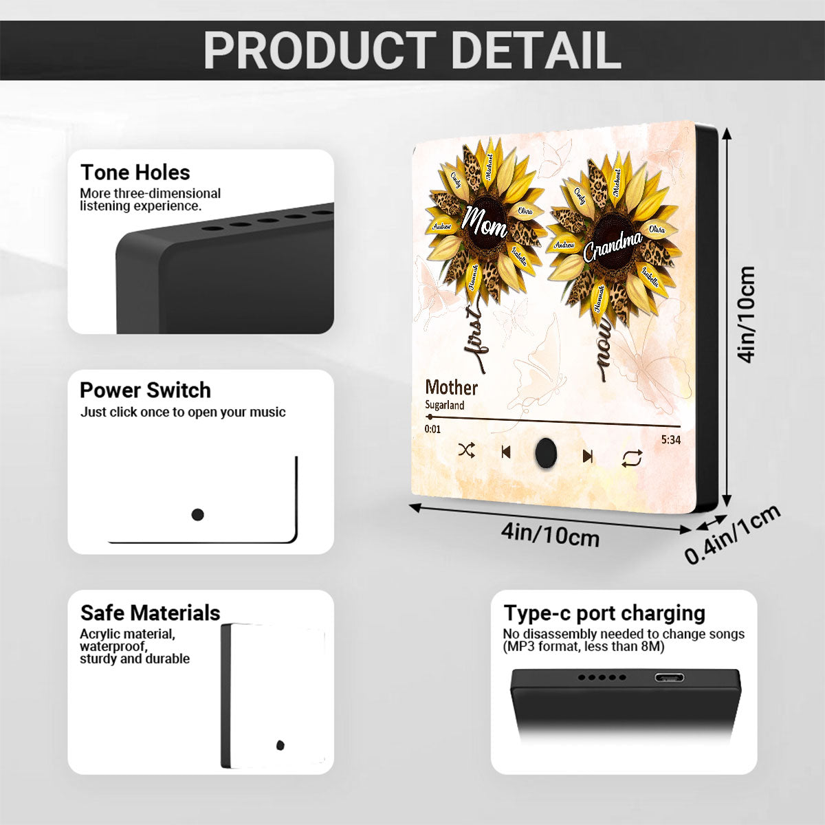 First Mom Now Grandma - Personalized Custom Music Fridge Magnet