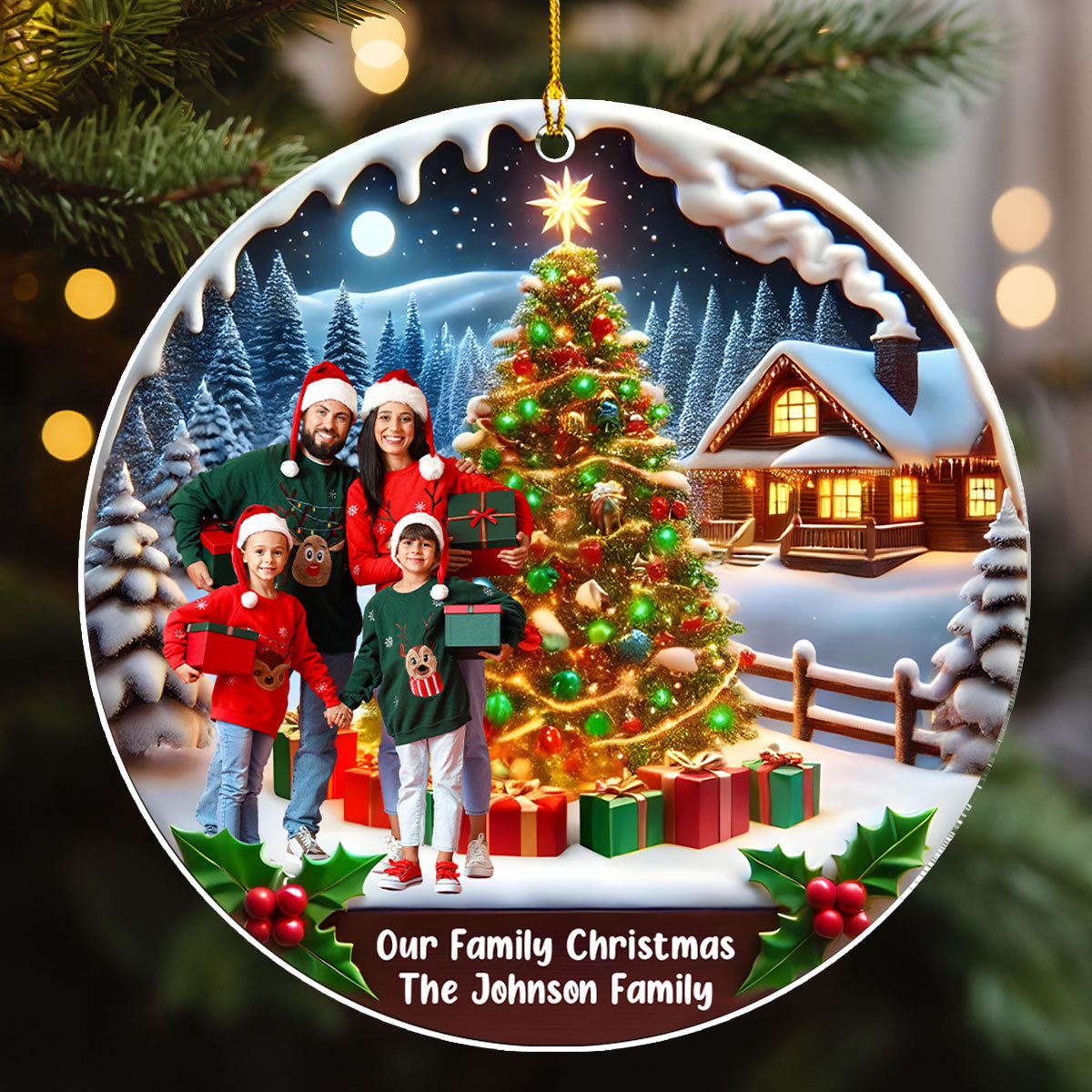 Family With Christmas - Personalized Custom Acrylic Ornament