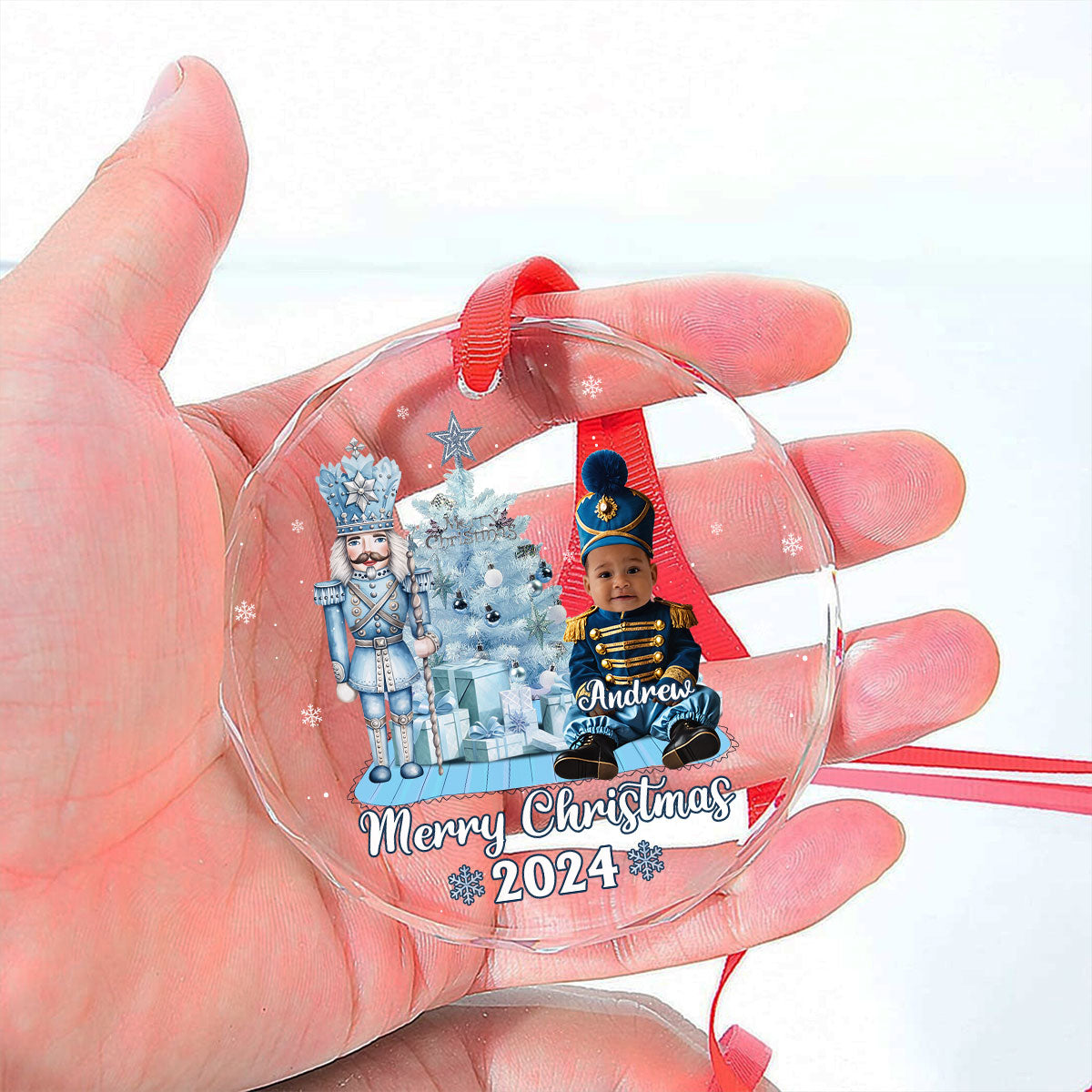 Custom Photo 1st Christmas - Personalized Custom Glass Ornament