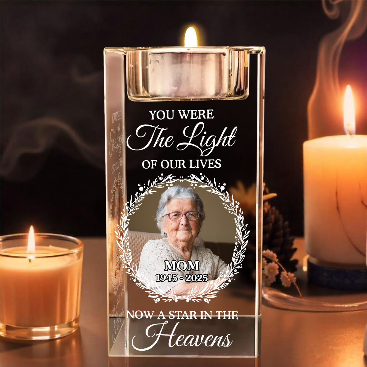 Our Light - Personalized Custom Crystal Candle Holder
