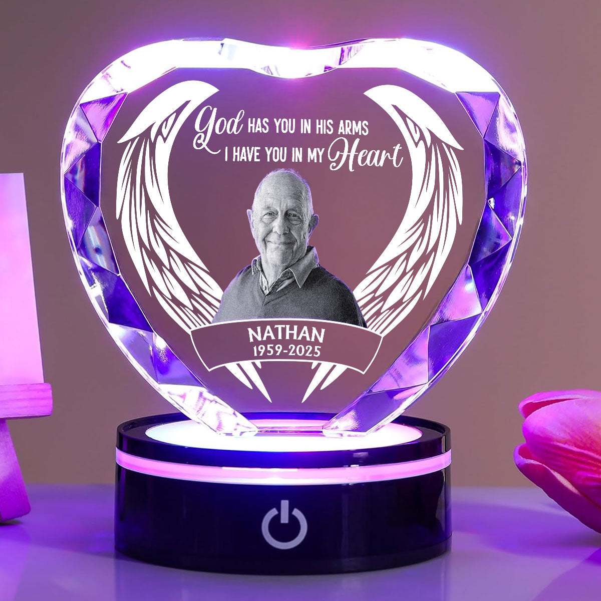 In My Heart Forever - Personalized Custom Crystal Led Light