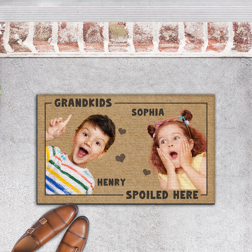 Grandkids Spoiled Here Custom Photo - Personalized Custom Doormat