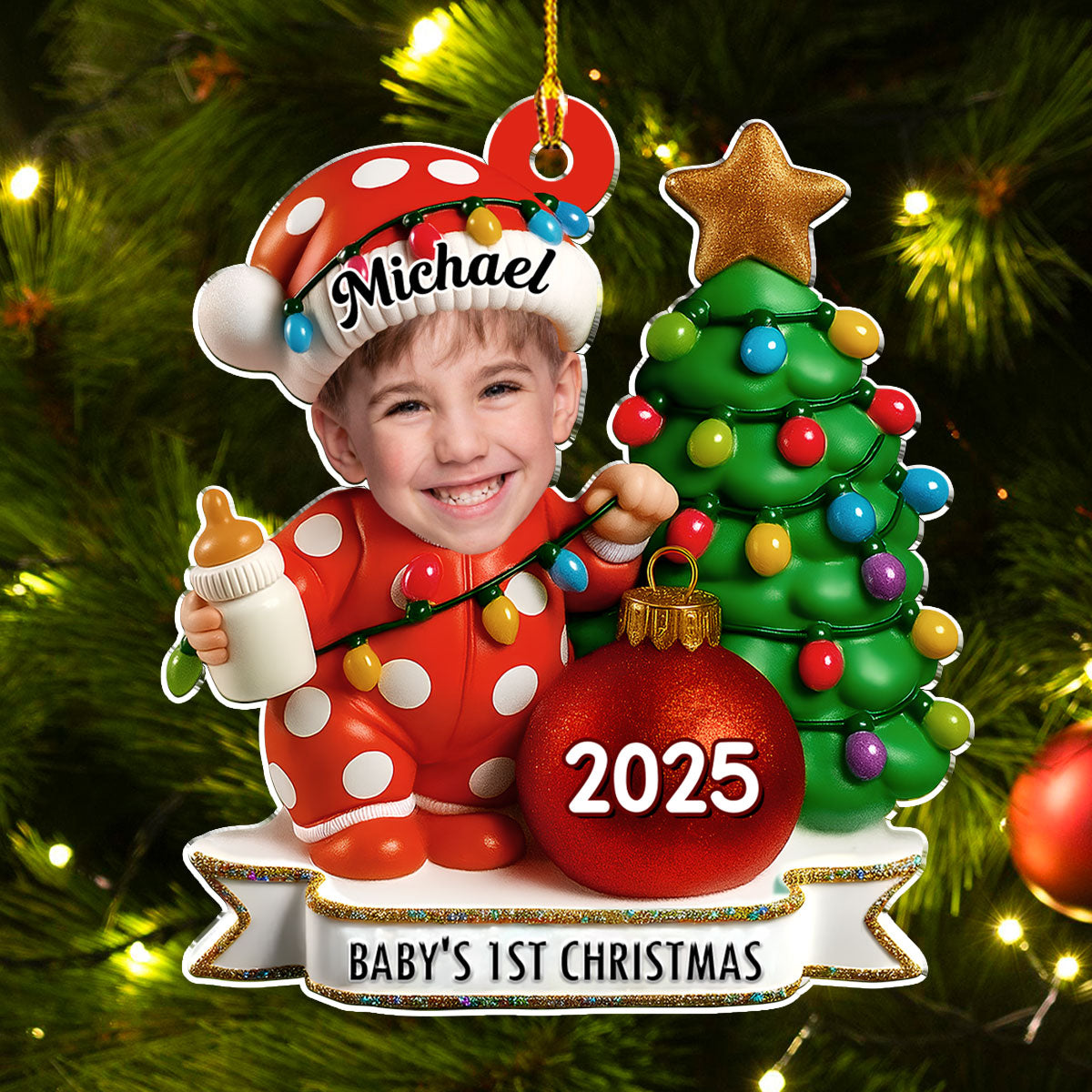 Red Dot Holiday Ver 2 - Personalized Custom Acrylic Ornament