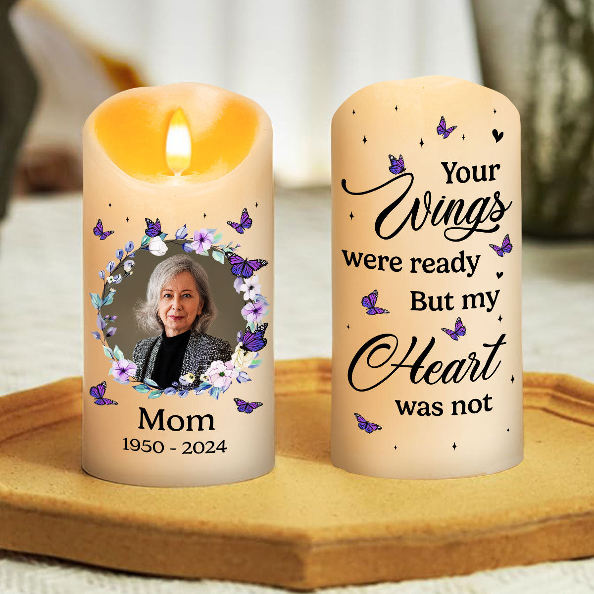 Your Wings Were Ready - Personalized Custom LED Candle