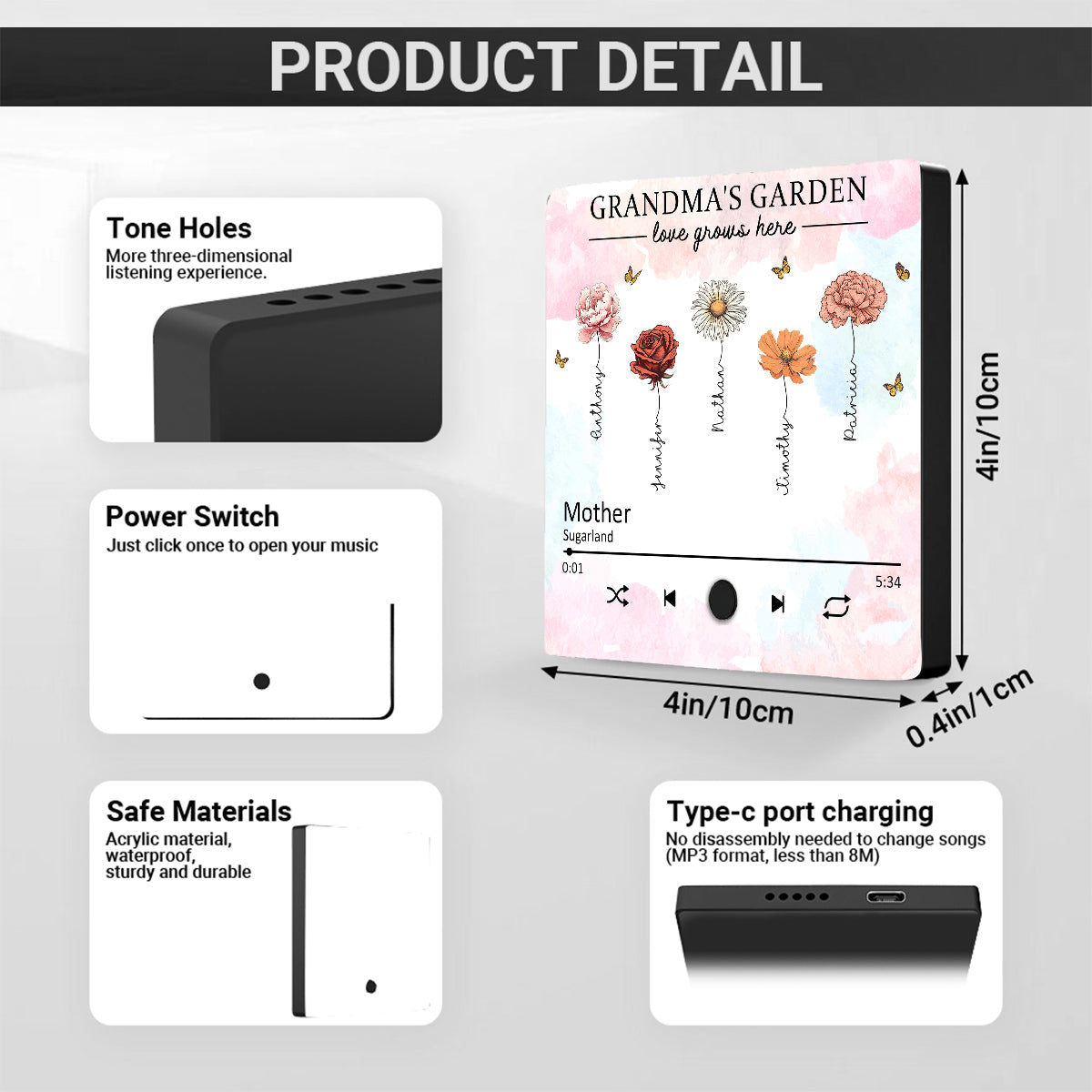 Love Grows Here - Personalized Custom Music Fridge Magnet