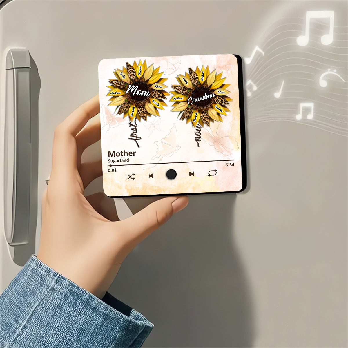 First Mom Now Grandma - Personalized Custom Music Fridge Magnet