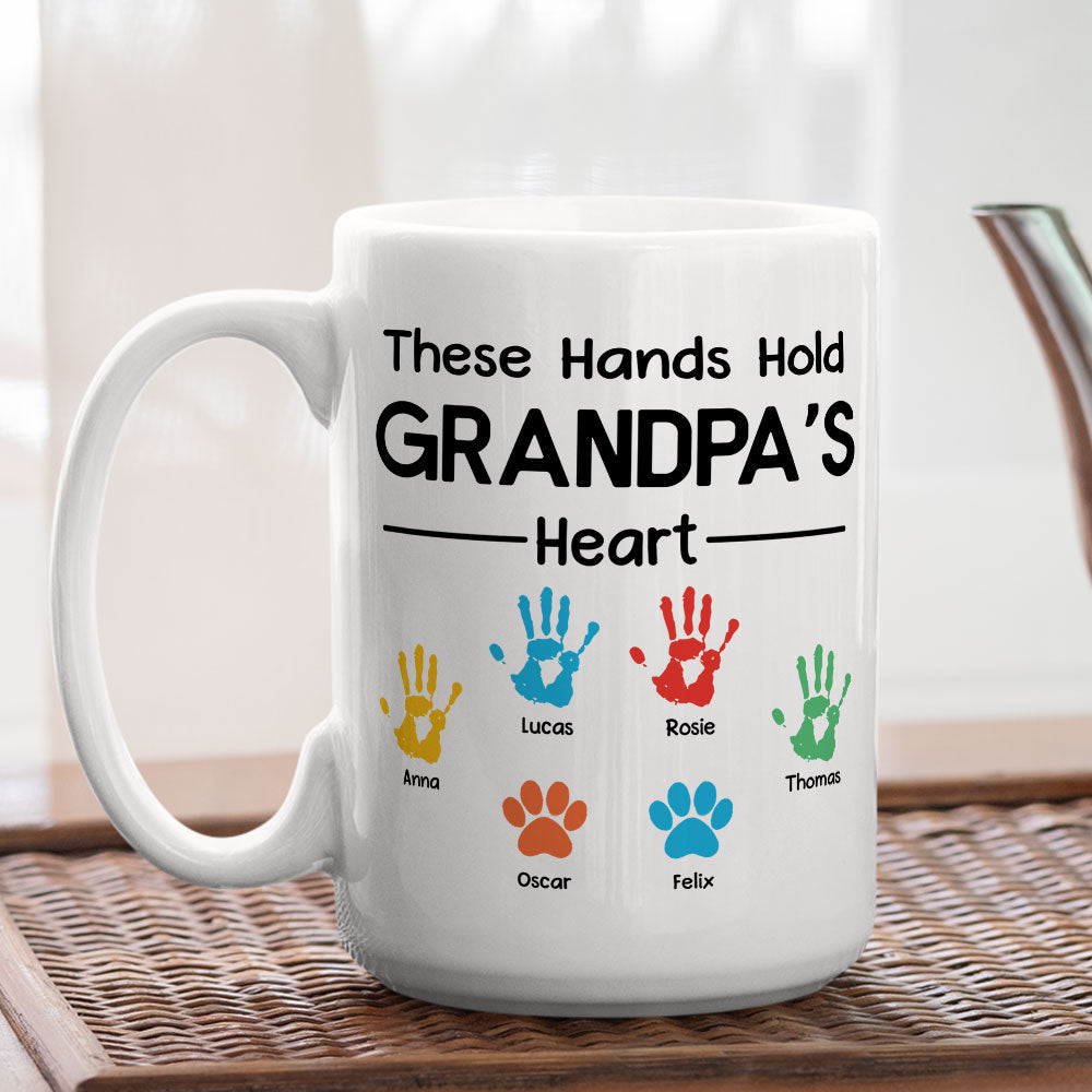 These Hands Hold Daddy Heart - Personalized Custom Coffee Mug