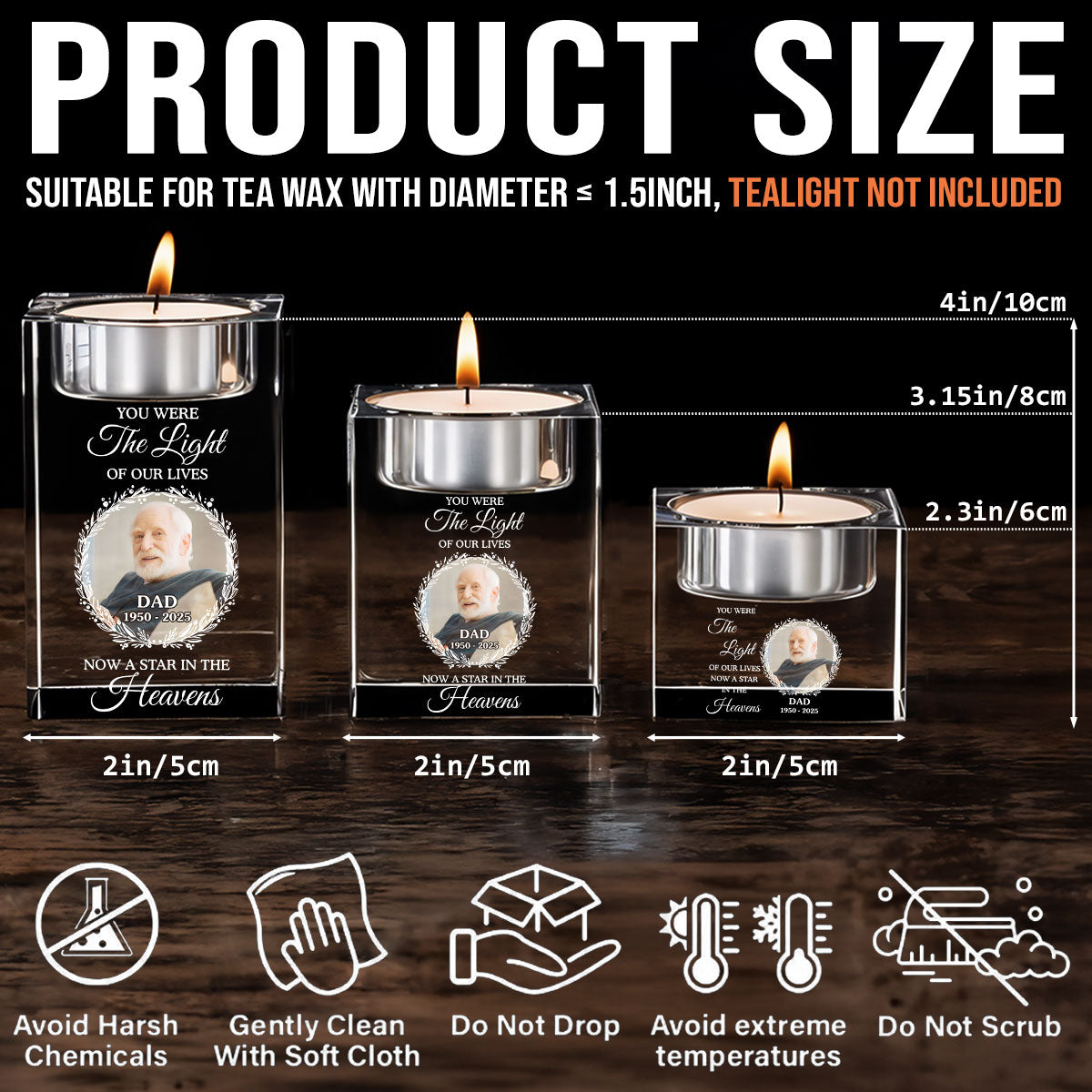 Our Light - Personalized Custom Crystal Candle Holder