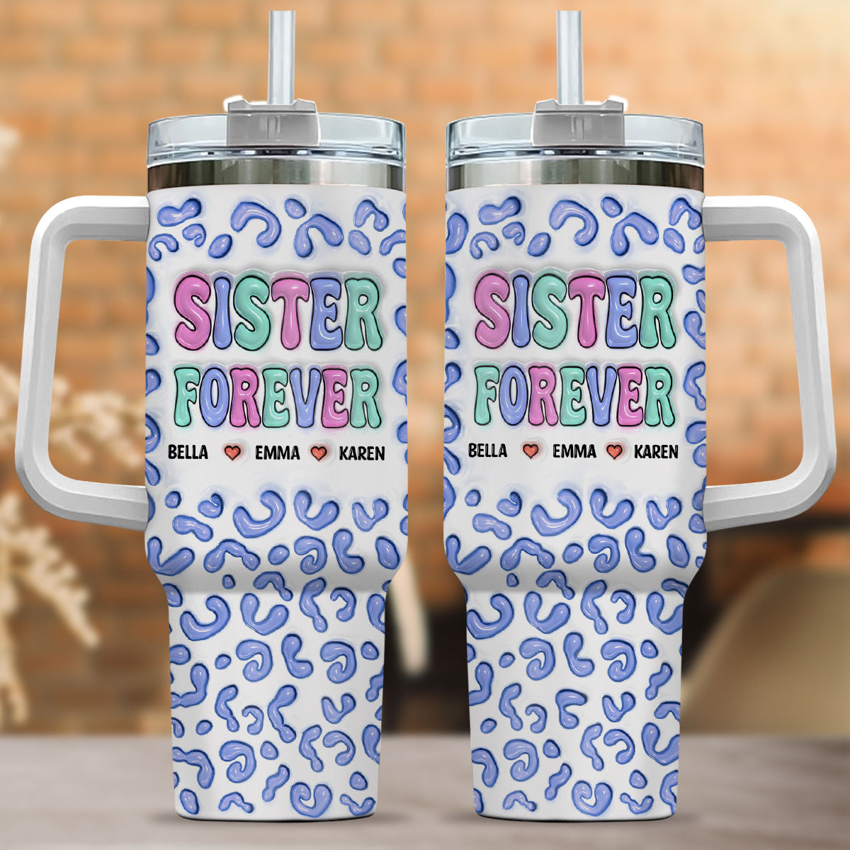 Besties For The Resties - Personalized Custom 3D Inflated Effect Printed 40 Oz Tumbler