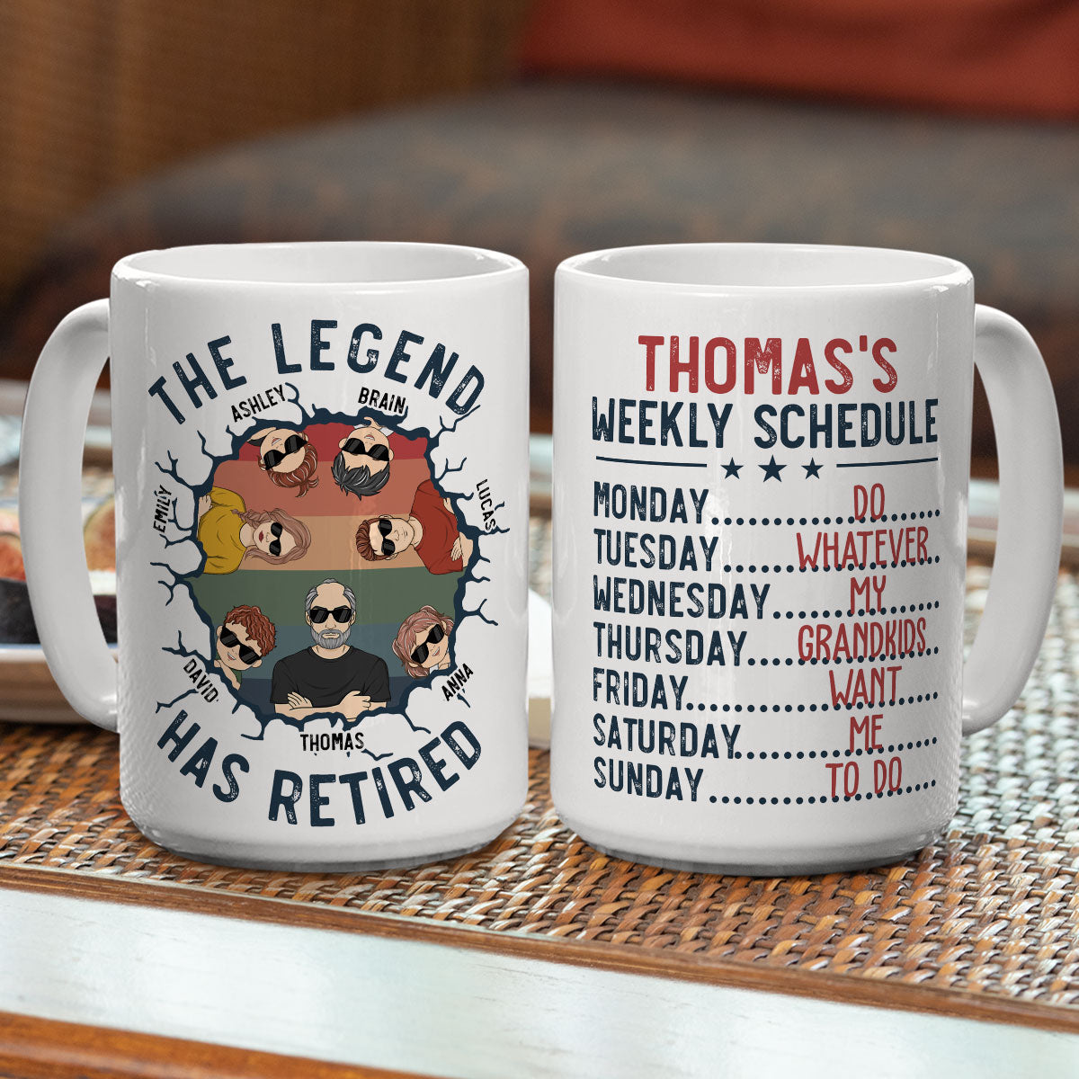 Dad Weekly Schedule - Personalized Custom Coffee Mug