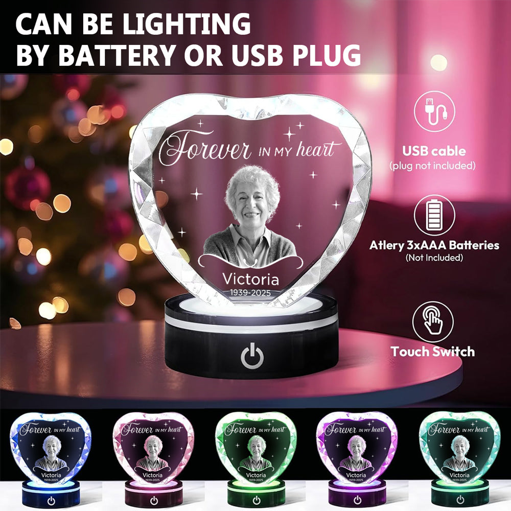 Forever In My Heart - Personalized Custom Crystal Led Light