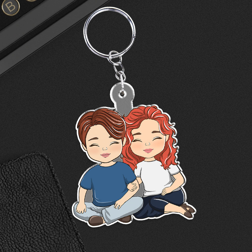 Cartoon Couple - Personalized Custom Acrylic Keychain