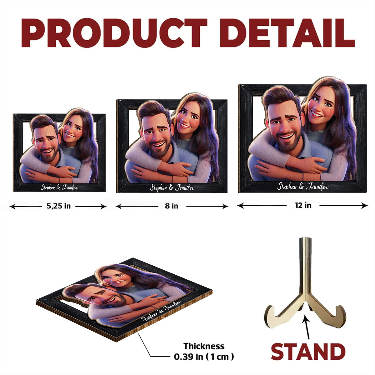 Couple Cartoon - Personalized Custom Wooden Plaque