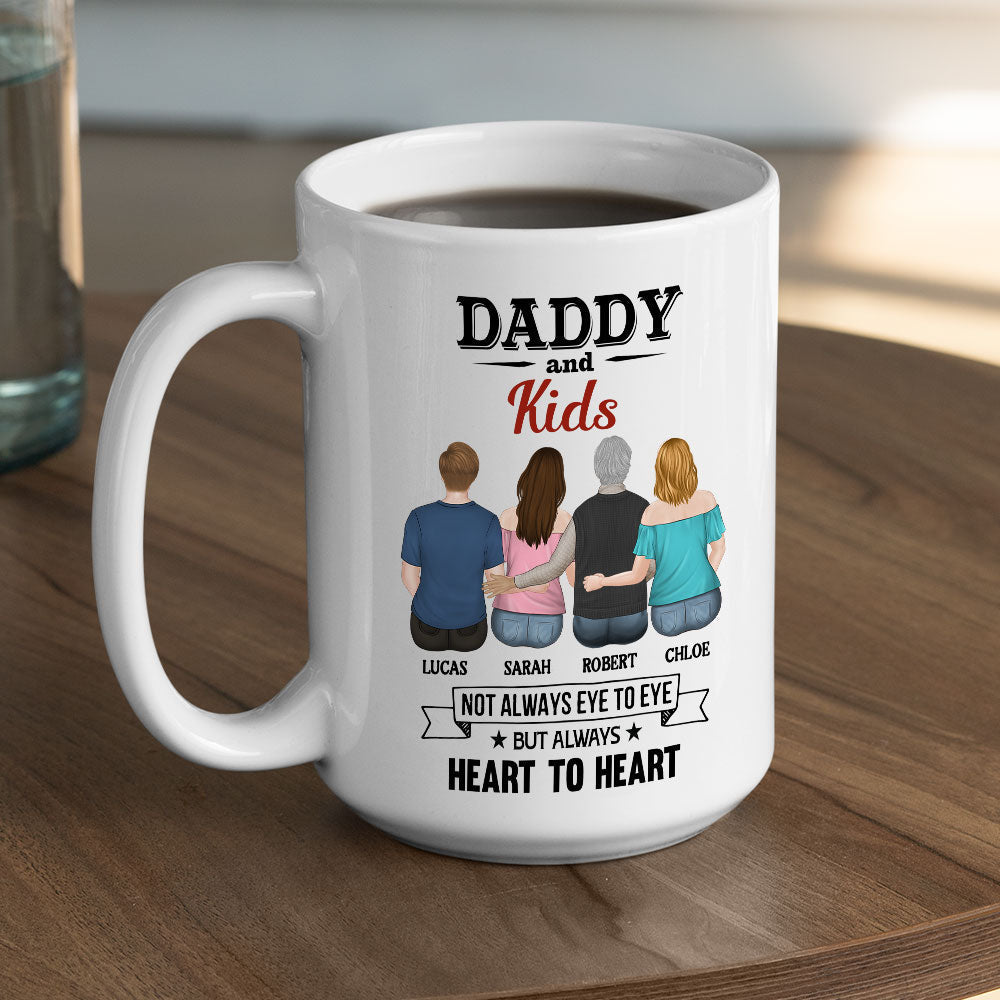 Daddy And Daughter Always Heart To Heart - Personalized Custom Coffee Mug
