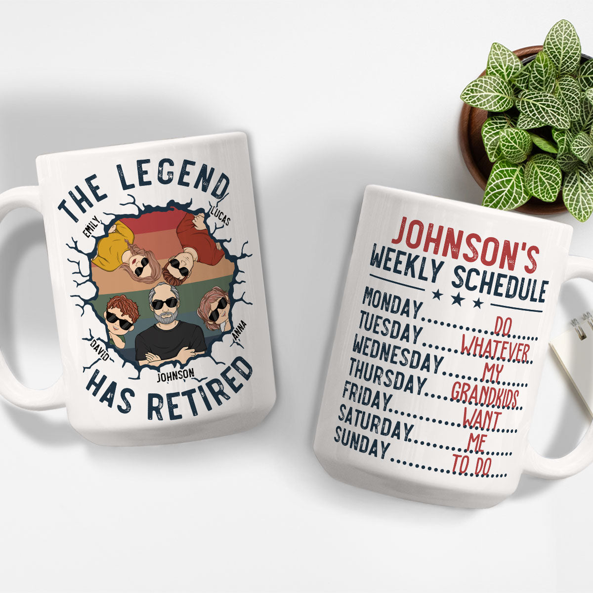 Dad Weekly Schedule - Personalized Custom Coffee Mug