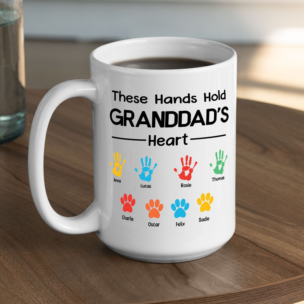 These Hands Hold Daddy Heart - Personalized Custom Coffee Mug