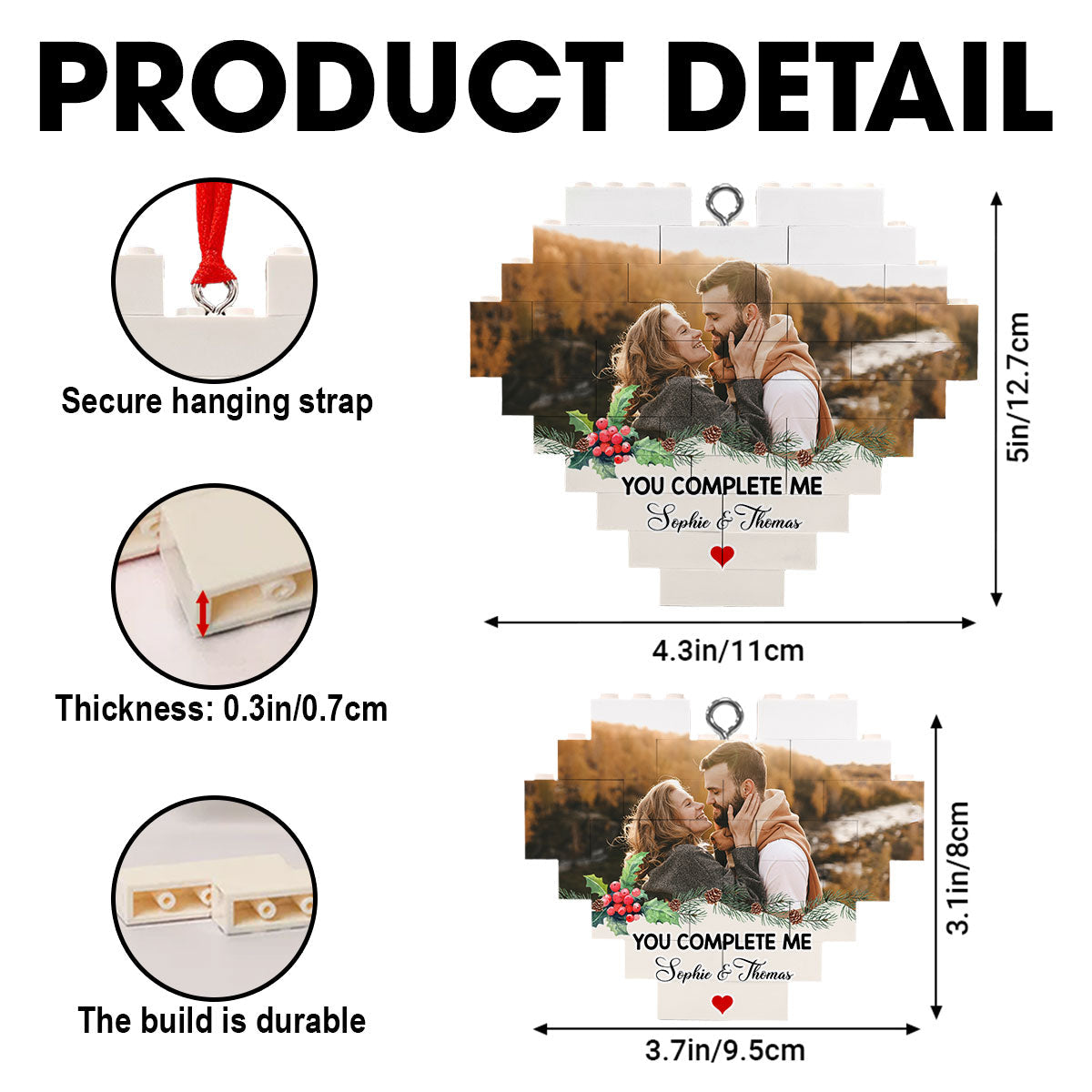 You Complete Me - Personalized Custom Heart Puzzle Ornament