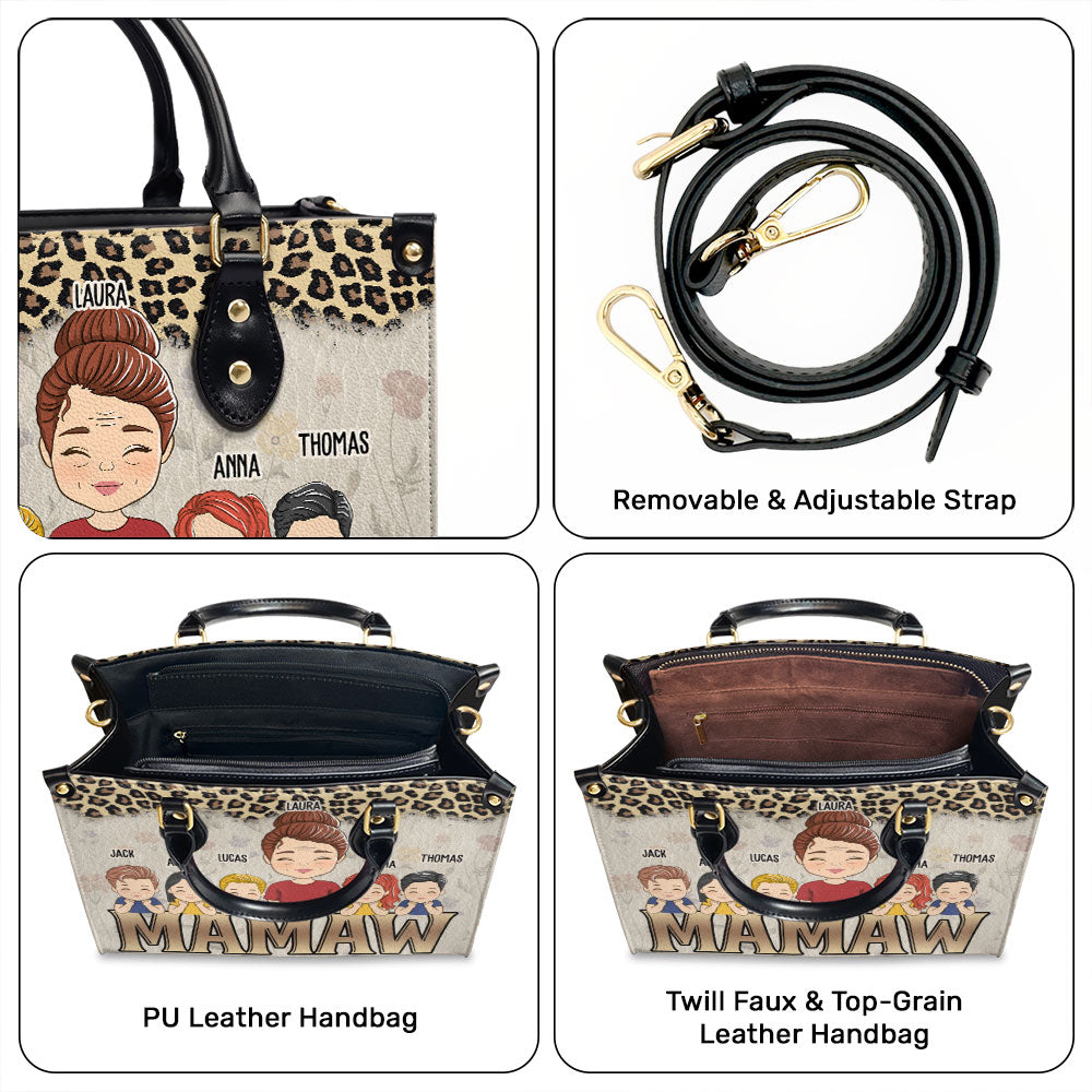 Grandma Kids Together - Personalized Custom Leather Bag