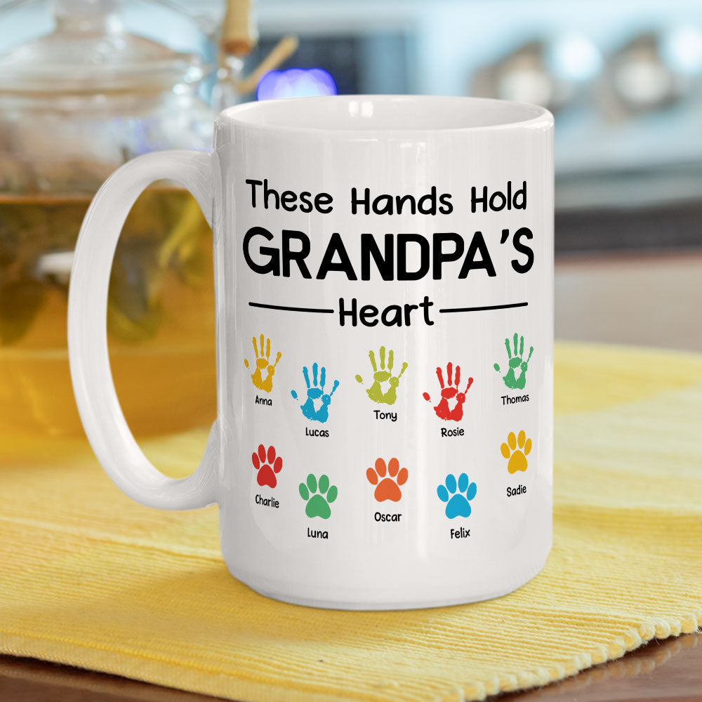 These Hands Hold Daddy Heart - Personalized Custom Coffee Mug