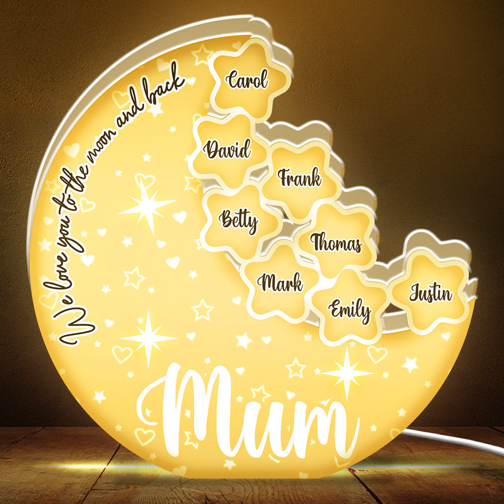 Mom, We Love You To The Moon And Back - Personalized Custom Light Box