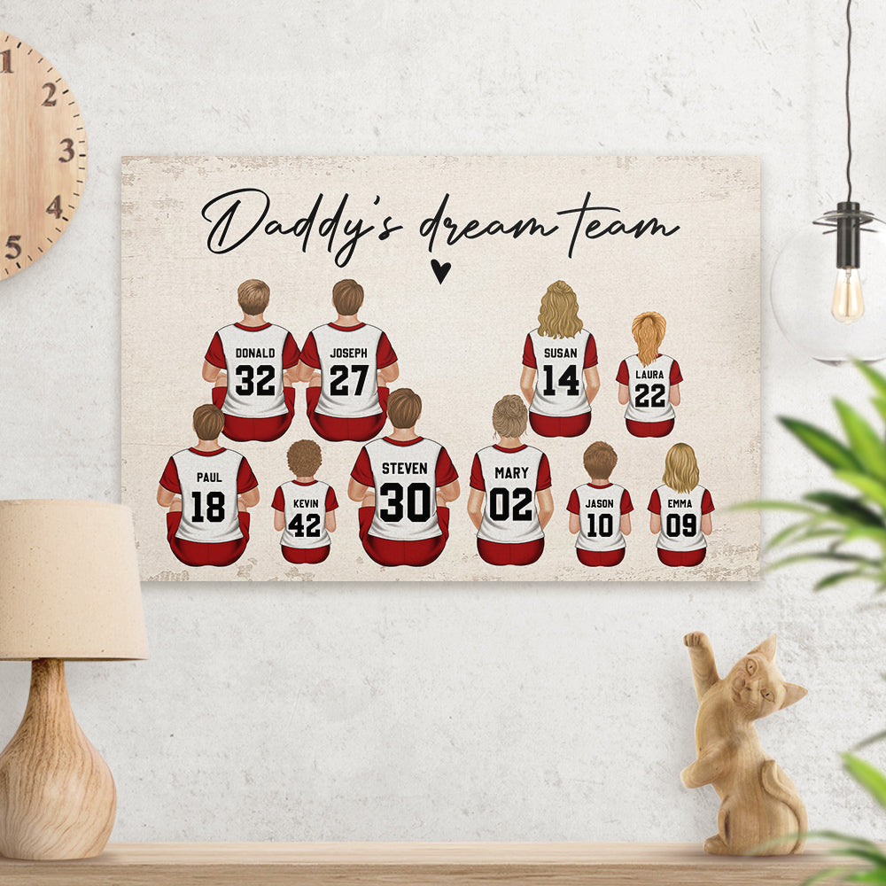 Daddys Team Baseball Family Sitting - Personalized Custom Poster
