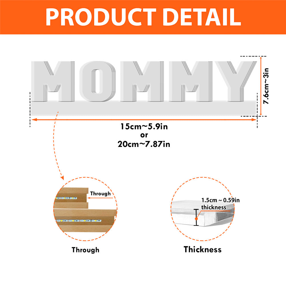 Mommy We Love You - Personalized Custom Acrylic Letters 3D LED Night Light