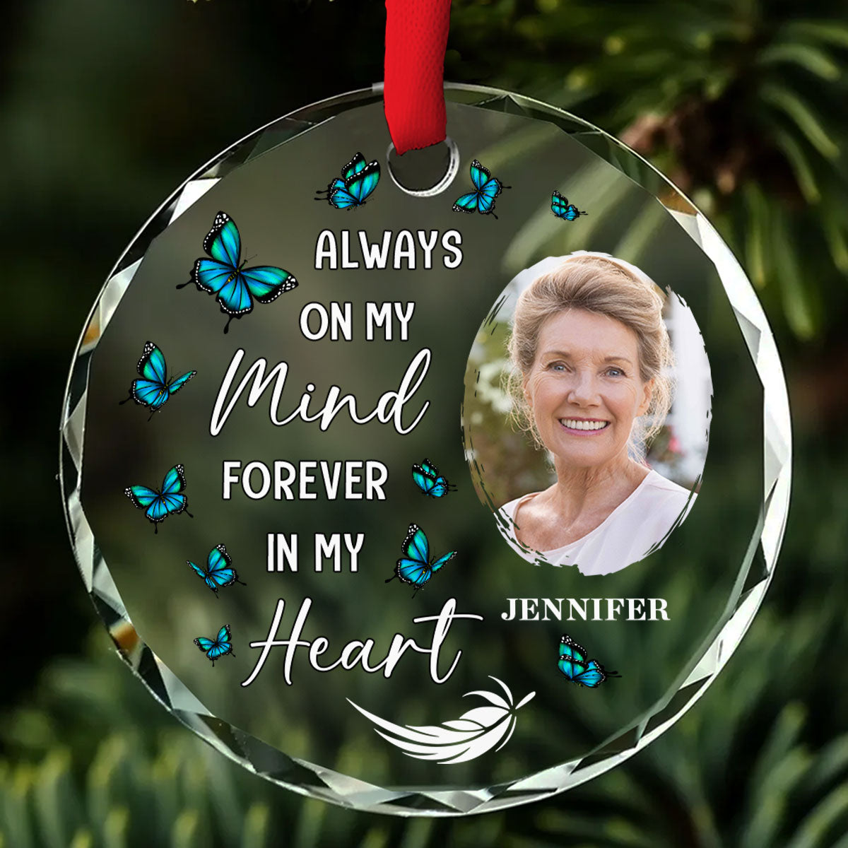 Always On My Mind - Personalized Custom Glass Ornament