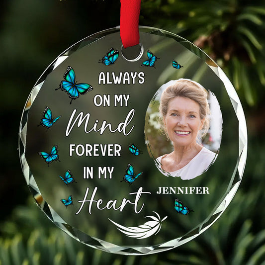 Always On My Mind - Personalized Custom Glass Ornament