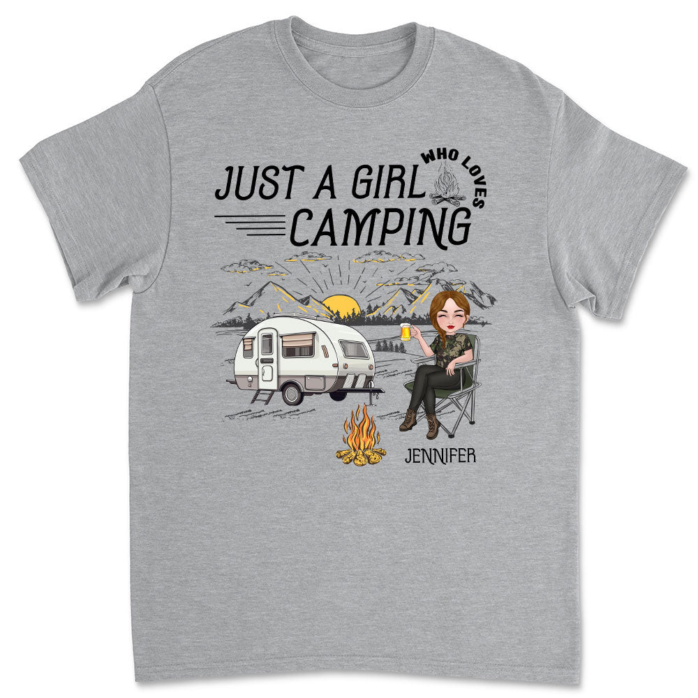 Girl Loves Camping - Personalized Custom Unisex T-shirt