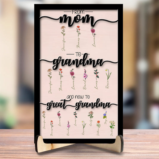 First Mom Now Grandma - Personalized Wooden Plaque