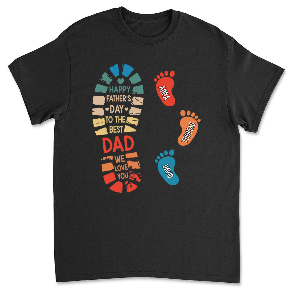 Dad And Kids Footprints Names - Personalized Custom Shirt