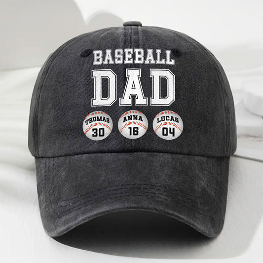 Baseball Dad - Personalized Custom Vintage Washed Denim Cap