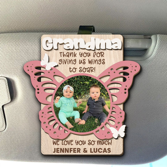 Thank You For Giving Us Wings - Personalized Custom Car Visor Clip