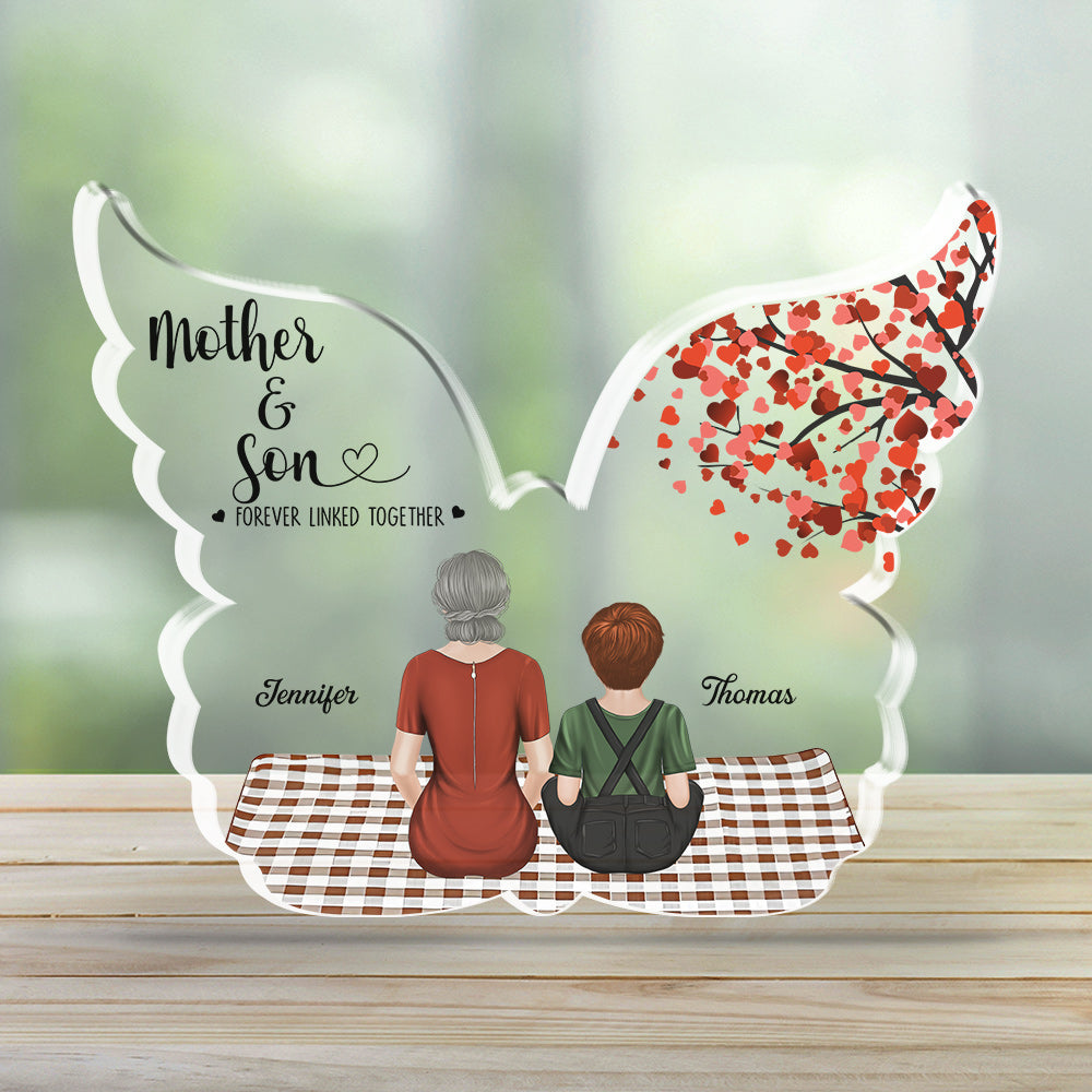 Mother And Son Forever Linked Together  - Personalized Custom Acrylic Plaque