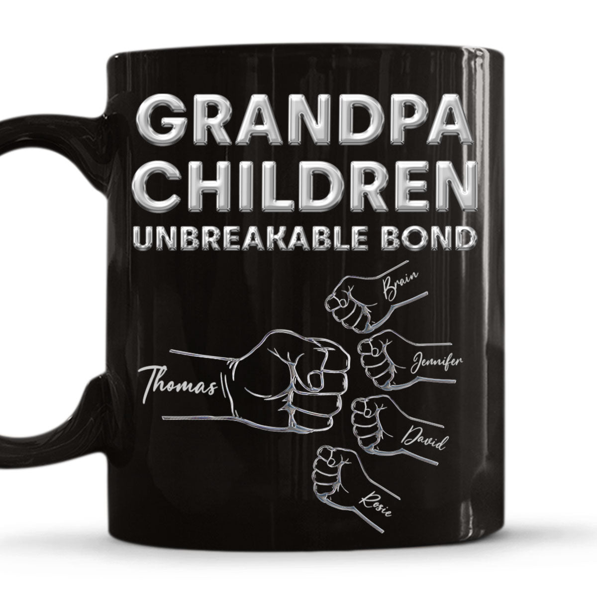 Grandpa Children Unbreakable Bond - Personalized Custom Black Coffee Mug