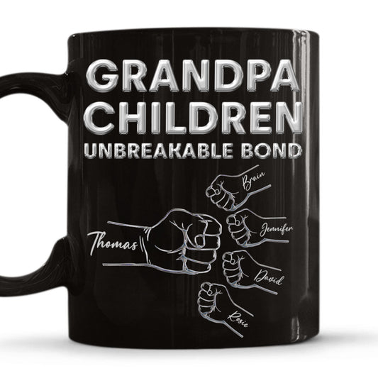 Grandpa Children Unbreakable Bond - Personalized Custom Black Coffee Mug