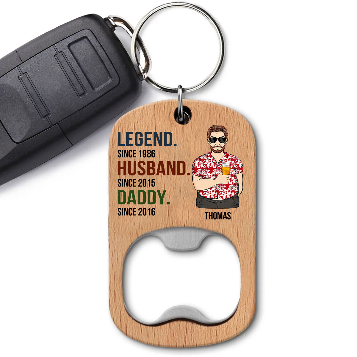 Legendary Father - Personalized Custom Bottle Opener Keychain