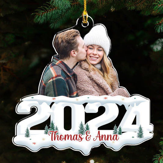 Custom Photo Couple - Joy of Christmas 2024 - Personalized Custom Acrylic Ornament
