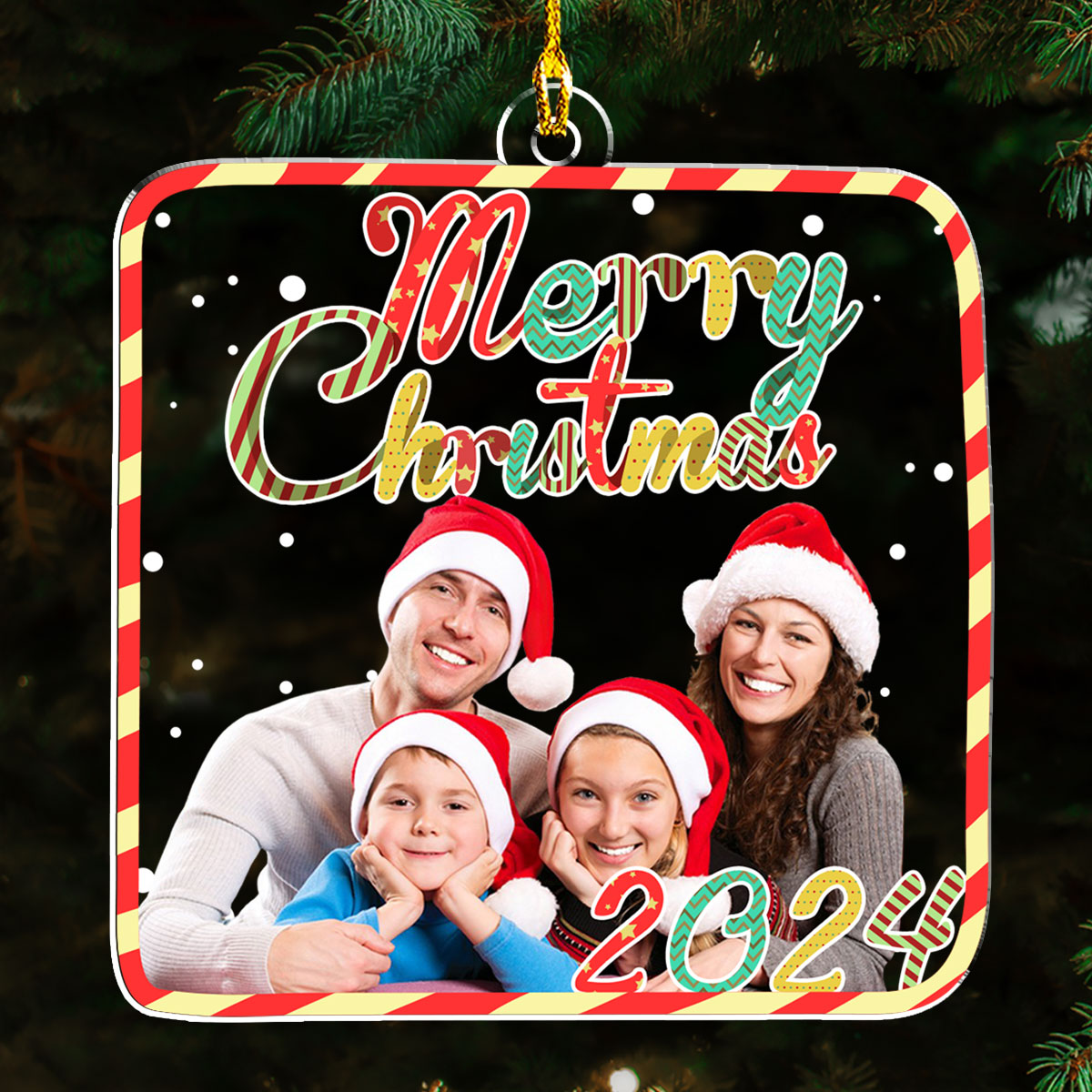 Our family At Christmas - Personalized Custom Acrylic Ornament