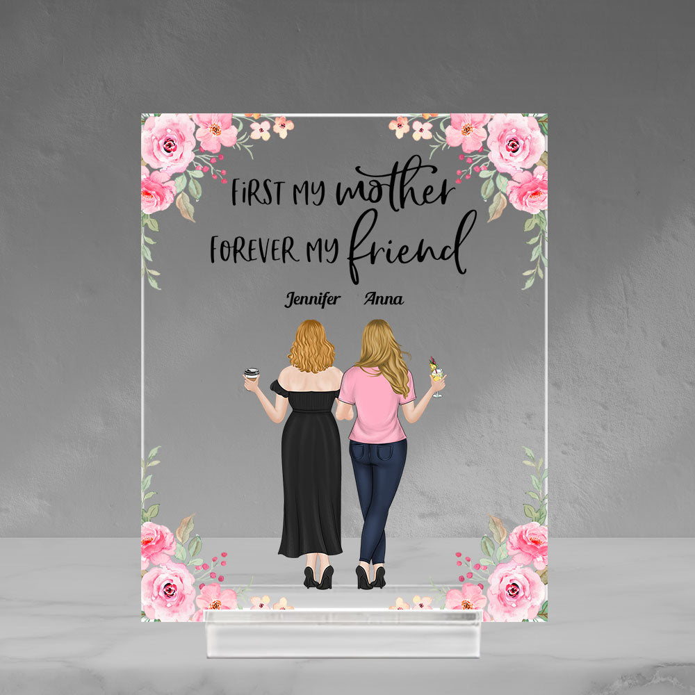Mother And Daughter From The Star - Personalized Custom Acrylic Plaque With Base