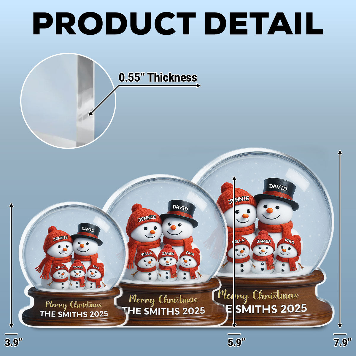 Family Snowglobe - Personalized Custom Acrylic Plaque