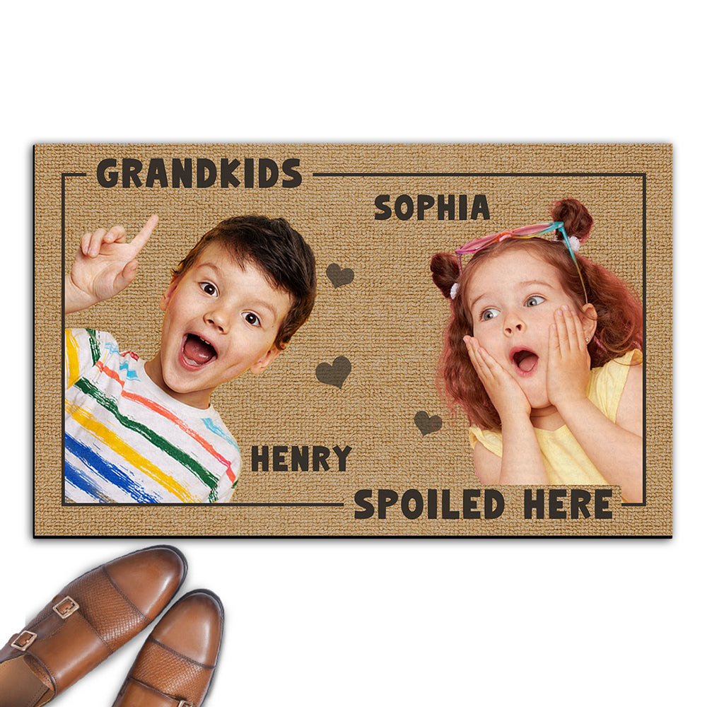 Grandkids Spoiled Here Custom Photo - Personalized Custom Doormat